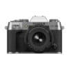 Fujifilm X-T50 Kamera mit 16-50mm Objektiv in Silber.